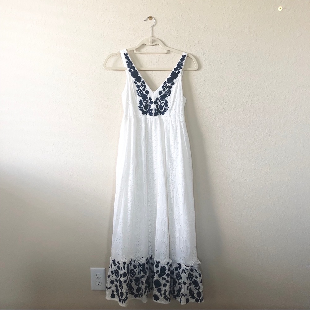 Allison New York, navy embroidered maxi dress, XSP
